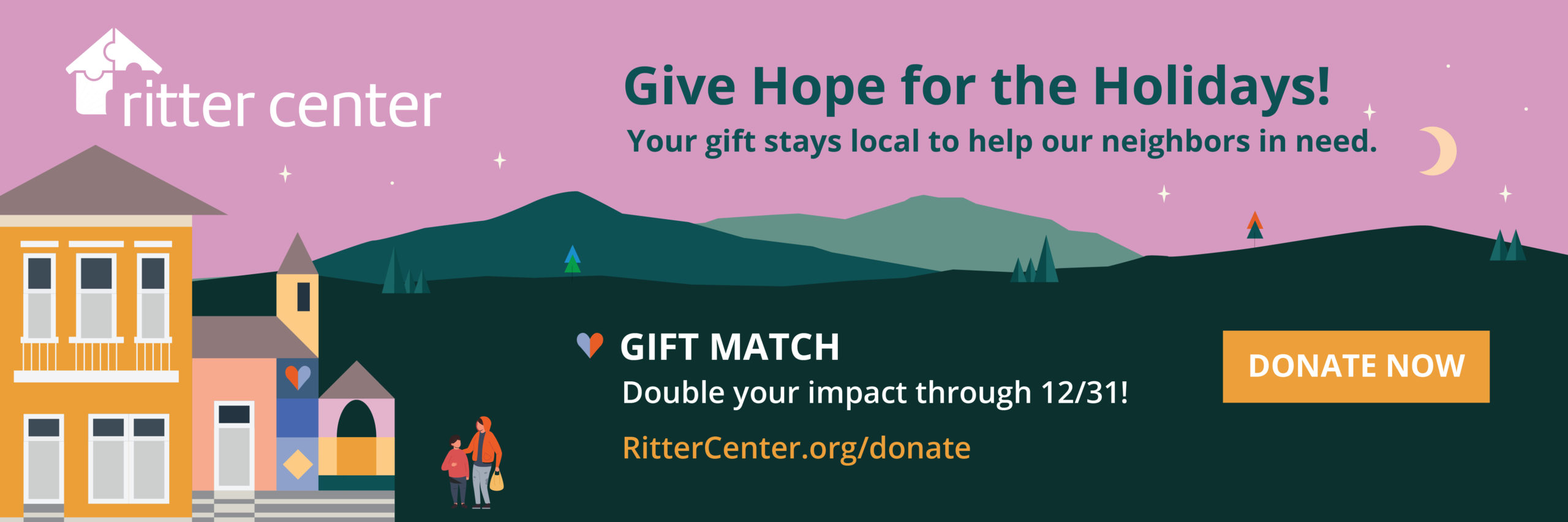 Give hope for the holidays to people in need - click this link to donate to Ritter Center today!
